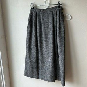 Vtg Pendelton‎ Women's 100% Virgin Wool Gray Tweed Midi Skirt Sz 4 Pockets